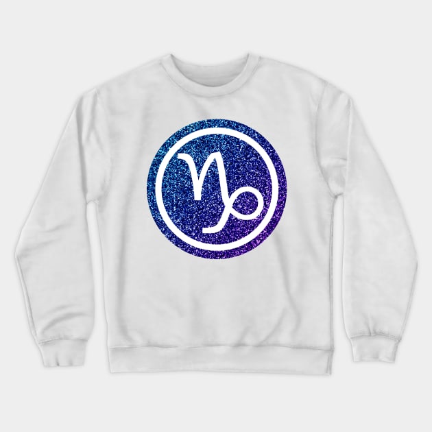 Blue Purple Glitter Zodiac - Capricorn Crewneck Sweatshirt by BiscuitSnack